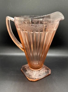 "Jarra Jeanette Glass vintage 1932-1934 rosa depresión patrón Adam 7,75"" LEER - Imagen 1 de 13