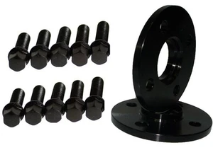 15MM BLACK Wheel Spacers 4x100 SET + BALL SEAT BOLTS for VW MK1 MK2 MK3 - Picture 1 of 1
