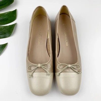 Enzo Angiolini Ballet Flats Cream Leather Slip On Square Toe Women's 9.5 - Image 1 of 4