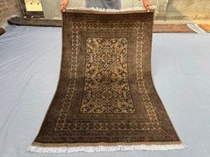 3'4" x 5' Vintage Afghan Bokhara Soft Wool Rug Handwoven Tribal Area Carpet - Picture 1 of 12