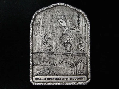 QB01154 VINTAGE 1974 **ALICE IN WONDERLAND** FANTASY ART BERGAMOT BELT BUCKLE - Image 1 of 2