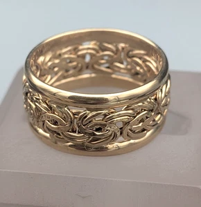 14k Yellow Gold Byzantine Wide Cigar Band Ring Size 7 ~ 2.5g - Picture 1 of 7