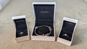 PANDORA 1 Pulsera con Dijes y 2 Anillos de Plata S925 en cajas - Imagen 1 de 16