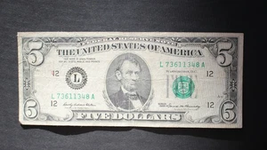 1969 $5/San Francisco/Federal Reserve Note/significant circulation/F-1969L - Picture 1 of 8