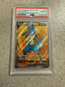 PSA 10 GEM MINT Lucario V Full Art Black Star Promo SWSH213 NEW CERT 10/25 - Bild 1 von 3