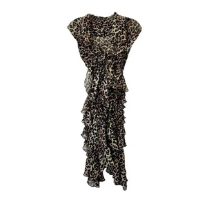 Vtg Volet Kay Y2K Wrap Scarf Ruffle Animal Leopard Print Long 89” x 22” Shawl - Picture 1 of 10