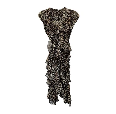 Vtg Volet Kay Y2K Wrap Scarf Ruffle Animal Leopard Print Long 89” x 22” Shawl - Image 1 of 4