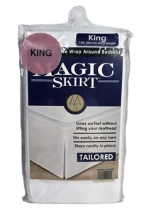 Magic Skirt King Size Bett Rock weiß Wickeloptik leicht anzuziehen geteilte Ecke 14" - Bild 1 von 13