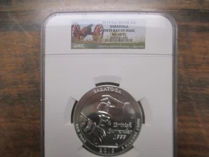 2015 Saratoga 5 Oz 25c First Day Issue Silver Quarter - NGC Certified MS69 PL - Picture 1 of 4
