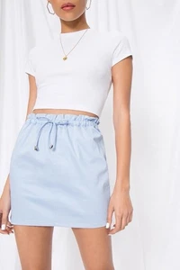 NWT Super Down Revolve Mini Skirt Elastic Waist Blue Women Size Medium Comfort - Picture 1 of 11