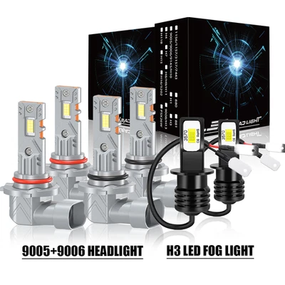 For Chevrolet C1500 C2500 C3500 1990-1998 LED Headlight + Fog Light Bulbs Combo - Image 1 of 4