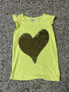 Crazy 8 Girls Yellow Shirt With Reversible Silver/Gold Sequin Size M(7-8) - Picture 1 of 3