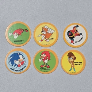 6 Sonic The Hedgehog Pogs from Sega 1995 Knuckles, Dr. Robotnik, Tails, Princess - Picture 1 of 2