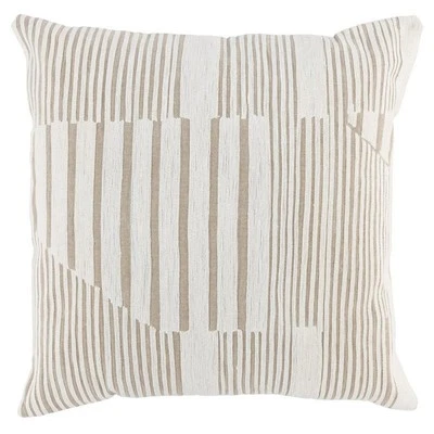 Pemberly Row 22x22" Cotton and Linen Throw Pillow in Natural/Ivory - Image 1 of 2