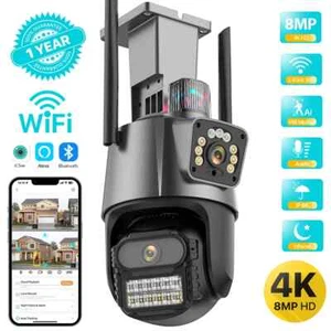 Wifi 8MP Dual-Lens Dual Screen Camera AI Auto Tracking 4MP Surveillance Camera - Picture 1 of 21