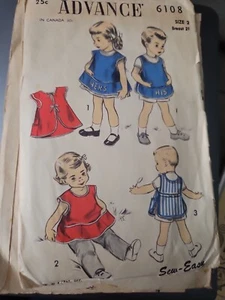 Vintage Sewing Pattern Advance 6108 Apron Size 2 - Picture 1 of 2