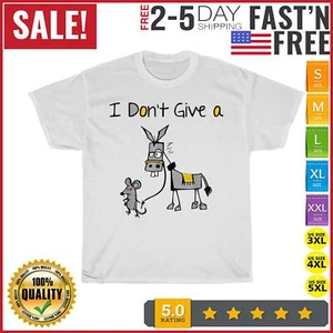 MOUSE WALKING A DONKEY I Don't Give Rats Ass Mouse Vintage T Shirt Men Women NEW - Picture 1 of 9