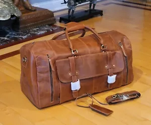 Juniper Duffel Brown Leather Bag Large 24" Travel Men Luggage Weekend Gym - Best - Picture 1 of 9