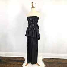 Vintage Flirtations strapless black sequin dress oversized bow gown Size 5/6