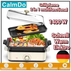 2 IN 1 Grillpfanne 1400W Multifunktion Elektro Topf Schnell Warm Tischgrill - Bild 1 von 15