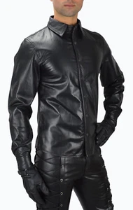 100 % Original Glattes Lederhemd,Leather shirt,Chemise Cuir,Soft Napa Leder Hemd - Picture 1 of 5