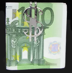 PLAYAZ CASH DOLLAR SIGN*MONEY CLIP*GELDKLAMMER*MONEYCLIP*PLATIN RHODINIERT 50mm - Bild 1 von 2