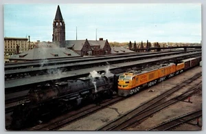 Postal Cheyenne Wyoming Union Pacific Reailroad Depot Gas Turbina Nº 1 y 4011 - Imagen 1 de 4