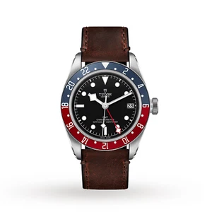 TUDOR BLACK BAY GMT BLACK DIAL BROWN LEATHER STRAP WATCH M79830RB-0002 - Picture 1 of 5