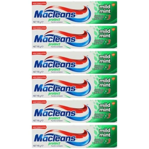 6x Macleans 90g Fluoride Toothpaste Protect Dental Oral Teeth Care Mild Mint - Picture 1 of 3
