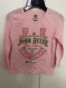 Girls Pink John Deere Long Sleeve Shirt Size XS/7 Born And Raised John Deere - Picture 1 of 3