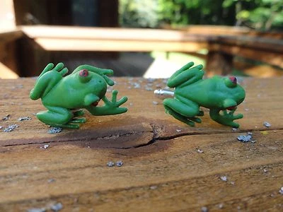 Abotoaduras de sapo árvore olhos vermelhos--novidade animal natureza zoológico vida selvagem ameaçada de extinção - Imagem 1 de 2