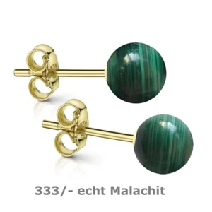 Pendientes de bola de malaquita de oro 333 6,0 mm  - Imagen 1 de 2