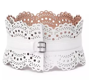 $1580 NUOVO ALAIA PARIS larga pelle Vienne corsetto cintura bustier bianco AUTENTICO 80 - Foto 1 di 14