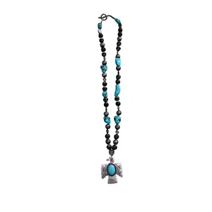 Vintage Navajo turquoise pendant necklace- Handmade Long - Picture 1 of 5