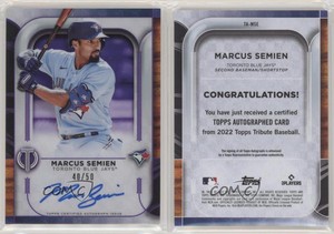 2022 Topps Tribute Tribute Auto Purple /50 Marcus Semien #TA-MSE Auto