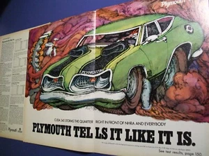 1969 Plymouth 'Cuda 340 Barracuda cartoon mag car ad-specs-"tells it like it is" - Picture 1 of 2