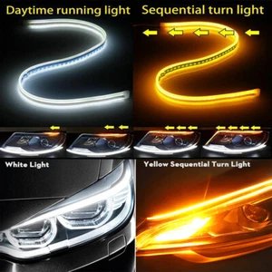 2x Faros LED flexibles de 60 cm para automóvil Tira delgada Luces DRL Señal de giro Ámbar - Imagen 1 de 12