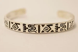 925 Sterling Silver Hopi-Style Cuff Bangle Bracelet. 22 grams - Picture 1 of 12