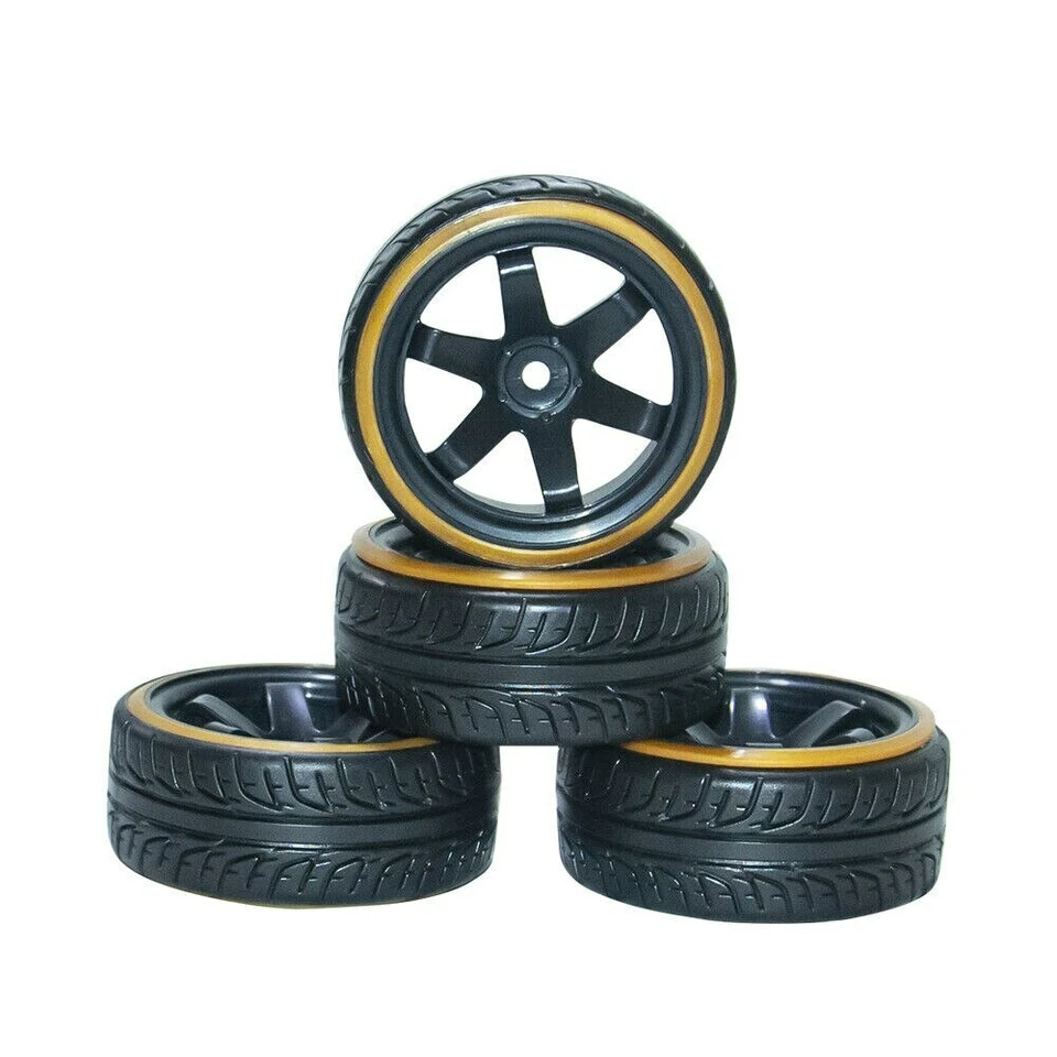 4Pcs 1/10 RC Car Drift Tire Wheel Rim for HSP HPI Racing 12mm Hex PP0290/069 - Image 1 of 4
