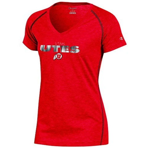 Champion NCAA Utah Utes Women's Short Sleeve V Neck Tee, X-Small, Red Heather Cover