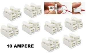 SET 8 PEZZI MORSETTI MORSETTO CONNETTORE A LEVA (NO VITI) PER CAVI ELETTRICI 10A - Foto 1 di 8