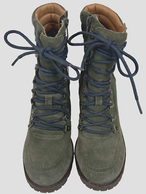 Lucky Brand Joss High Chunky Combat Hiking Boot With Stacked Heel Green 8.5 M - Image 1 of 4