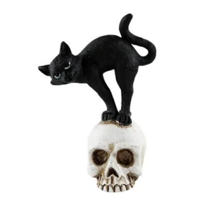 Jardín de hadas miniatura 2,75" Halloween gato negro de pie sobre calavera compra 3 ahorra $5 - Imagen 1 de 1