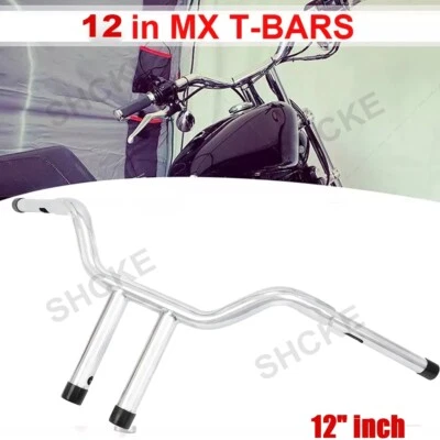 Chrome 12" MX-T Bars Handlebar Fit For 96+ Harley Softail Fat Boy FLSTN FXBRS Foto 1 de 4