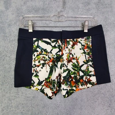 Club Monaco Womens Shorts Sz 00 Black Tropical Print Low Rise Cotton Lyocell Zip - Image 1 of 4