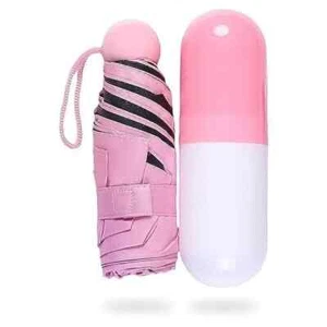 Capsule Mini Travel Umbrella Foldable (pink) - Picture 1 of 6