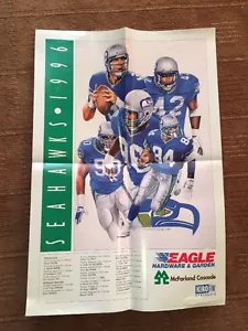 SEATTLE SEAHAWKS 1996 POSTER 26 X 18 MIRER GALLOWAY WARREN KENNEDY WOODEN MINT - Picture 1 of 3
