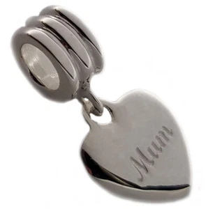 Bd109 Genuine 925 Sterling Silver Mum Love Heart Dangle Drop Bead Charm - Bild 1 von 4