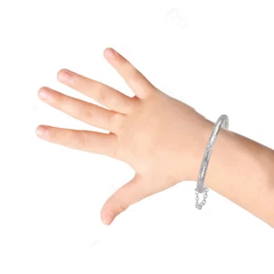 Brazalete de plata de ley grabado cadena de seguridad de 5 mm 7" - Imagen 1 de 5
