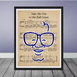 Partitura musical de juego de pelota enmarcada de Harry Caray de los Chicago Cubs Take Me Out regalo de Wrigley - Imagen 1 de 2